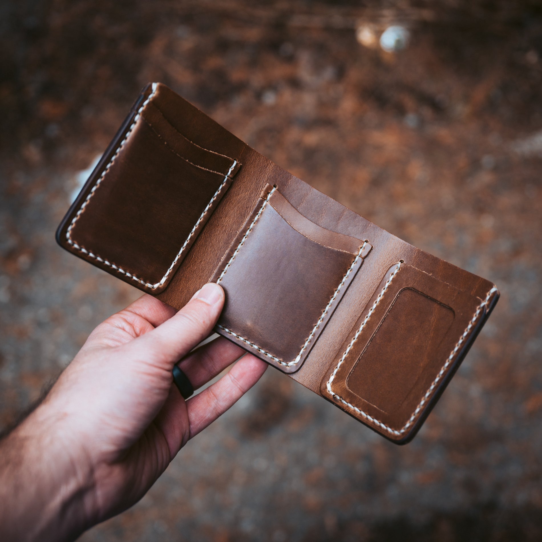 Leather Trifold Wallet in Natural Chromexcel