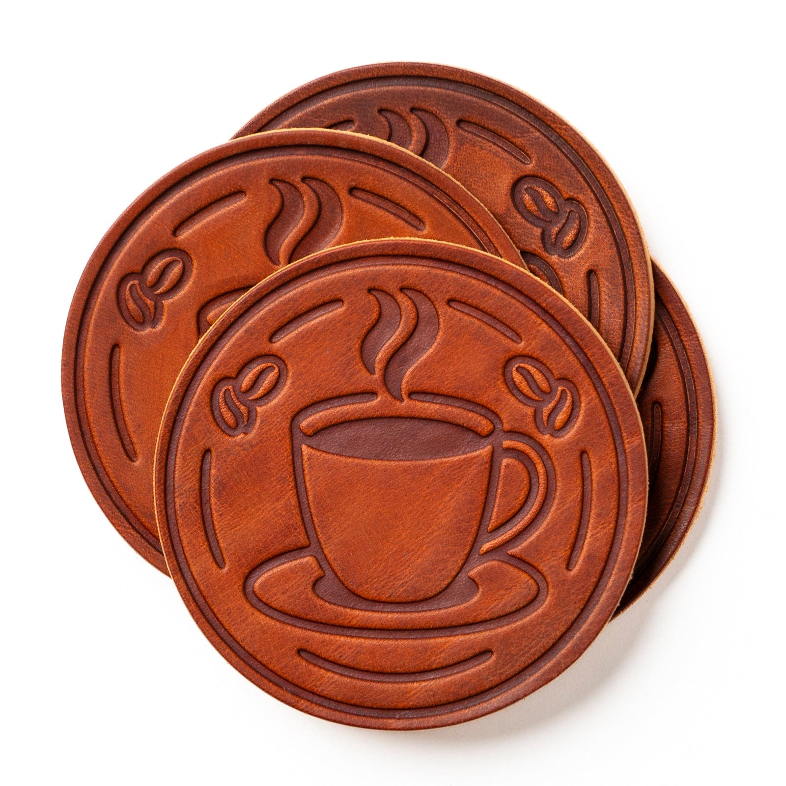 Coffee Coasters - English Tan - 4 Pack Popov Leather