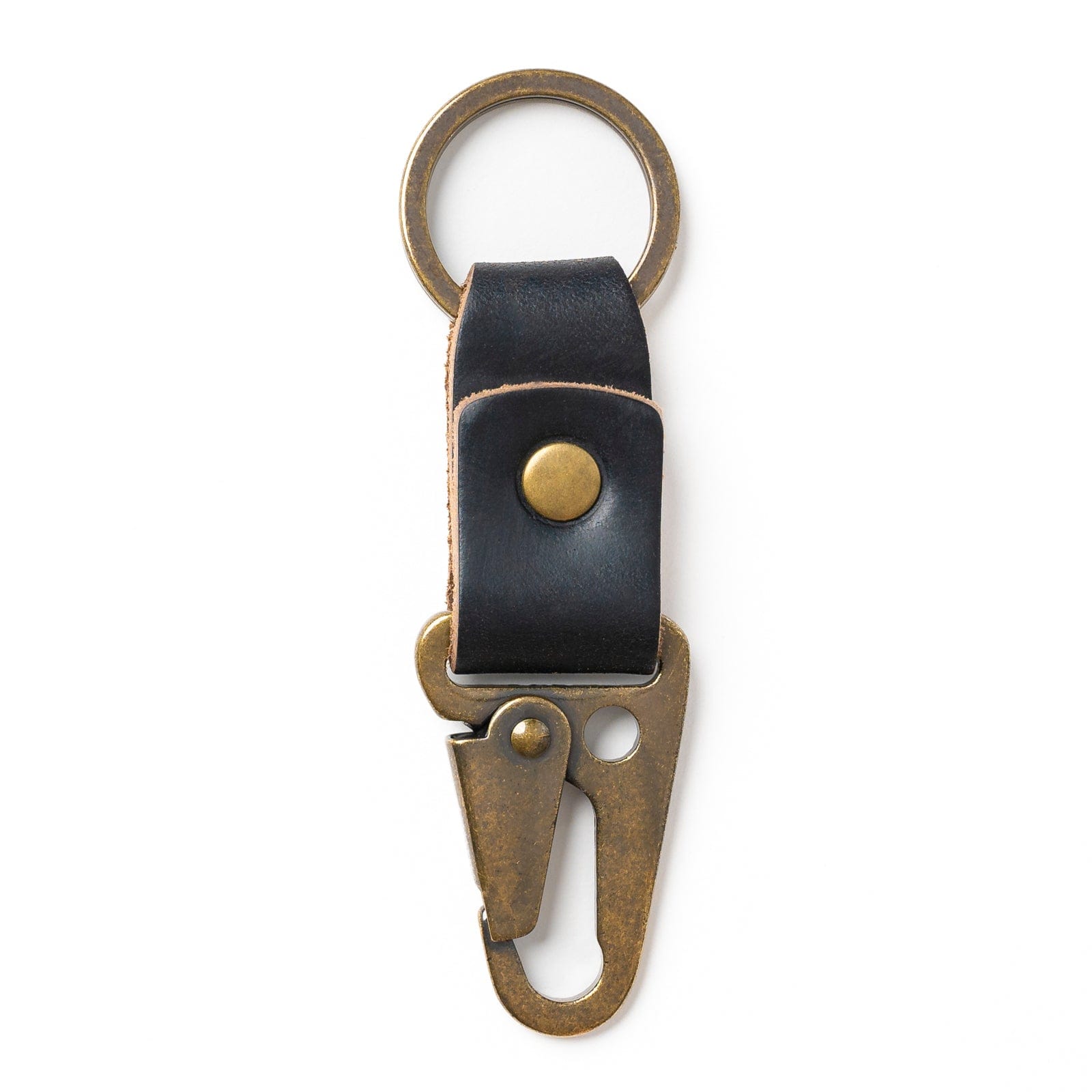Leather Clip Keychain - Black Popov Leather