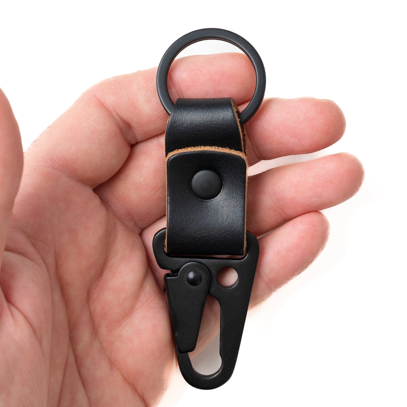 Leather Clip Keychain - Black Popov Leather