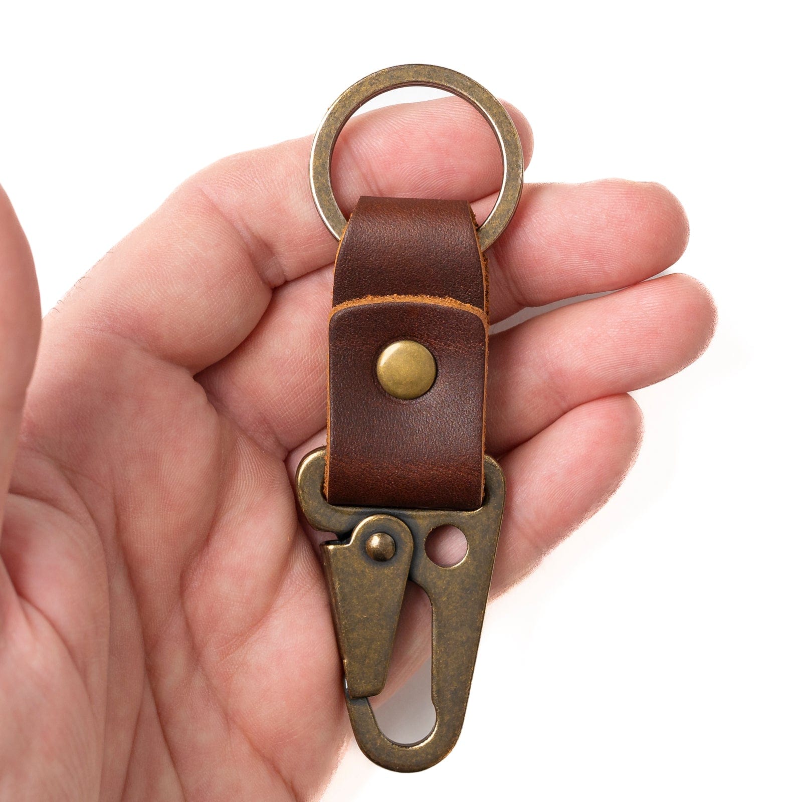 Leather Clip Keychain - Heritage Brown Popov Leather