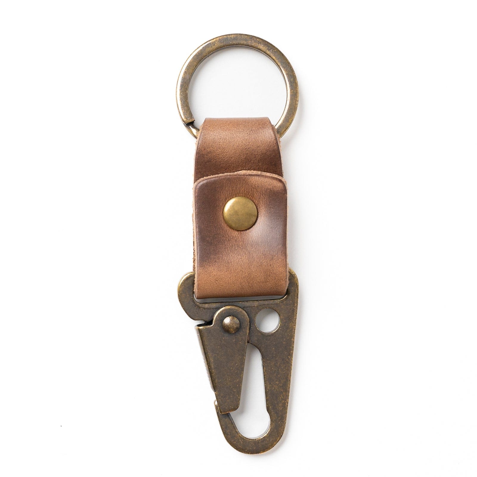 Leather Clip Keychain - Natural Popov Leather