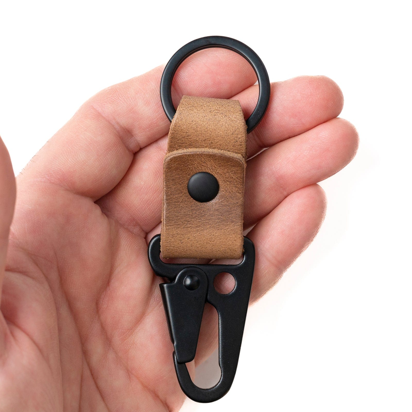 Leather Clip Keychain - Natural Popov Leather