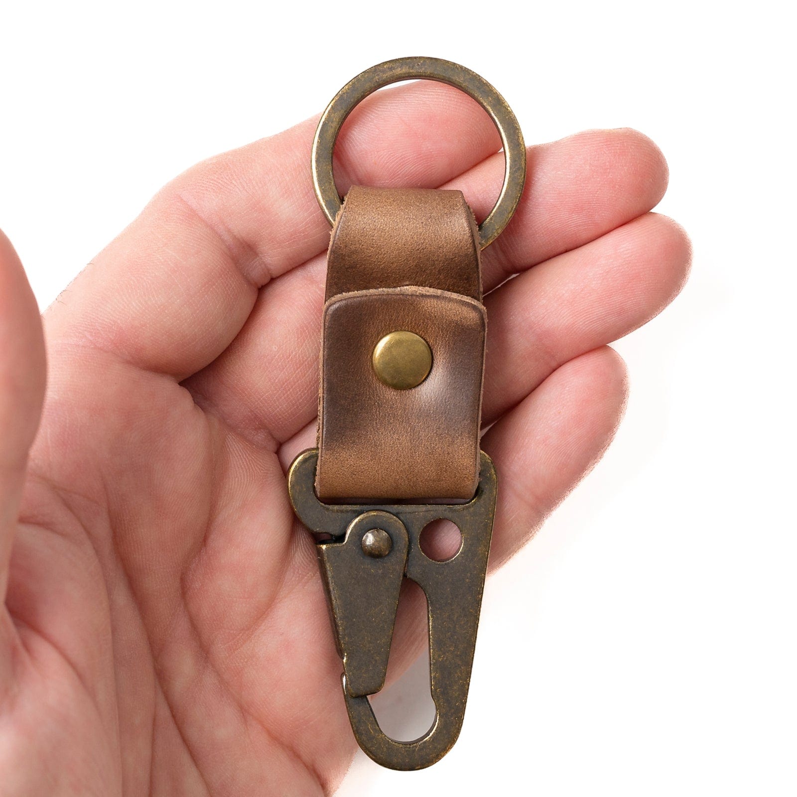 Leather Clip Keychain - Natural Popov Leather
