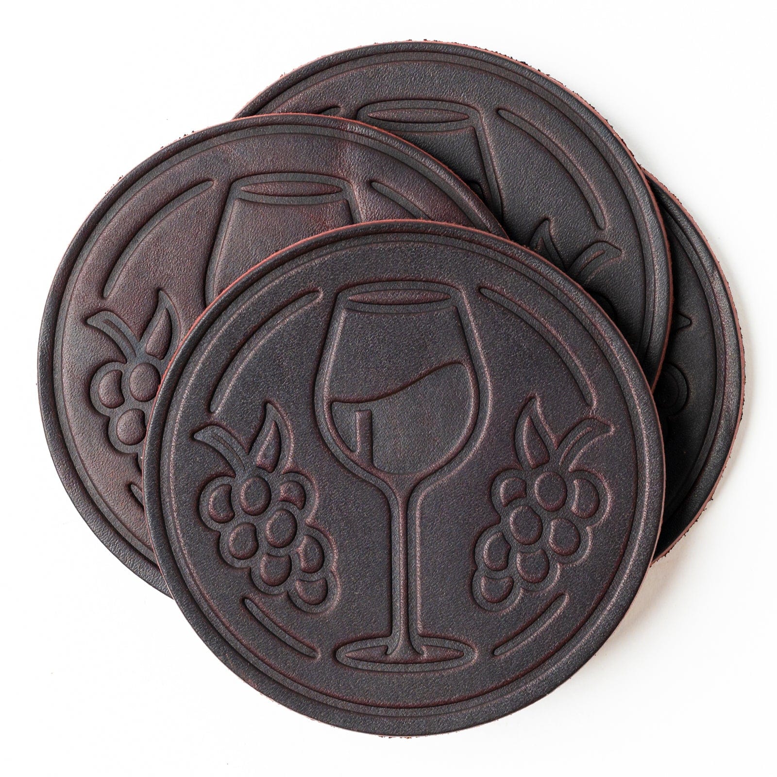 Leather Coasters 4 Pack - Merlot - Oxblood Popov Leather®