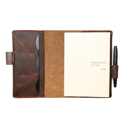 Leather Hobonichi Cousin A5 Notebook Cover - Heritage Brown Popov Leather