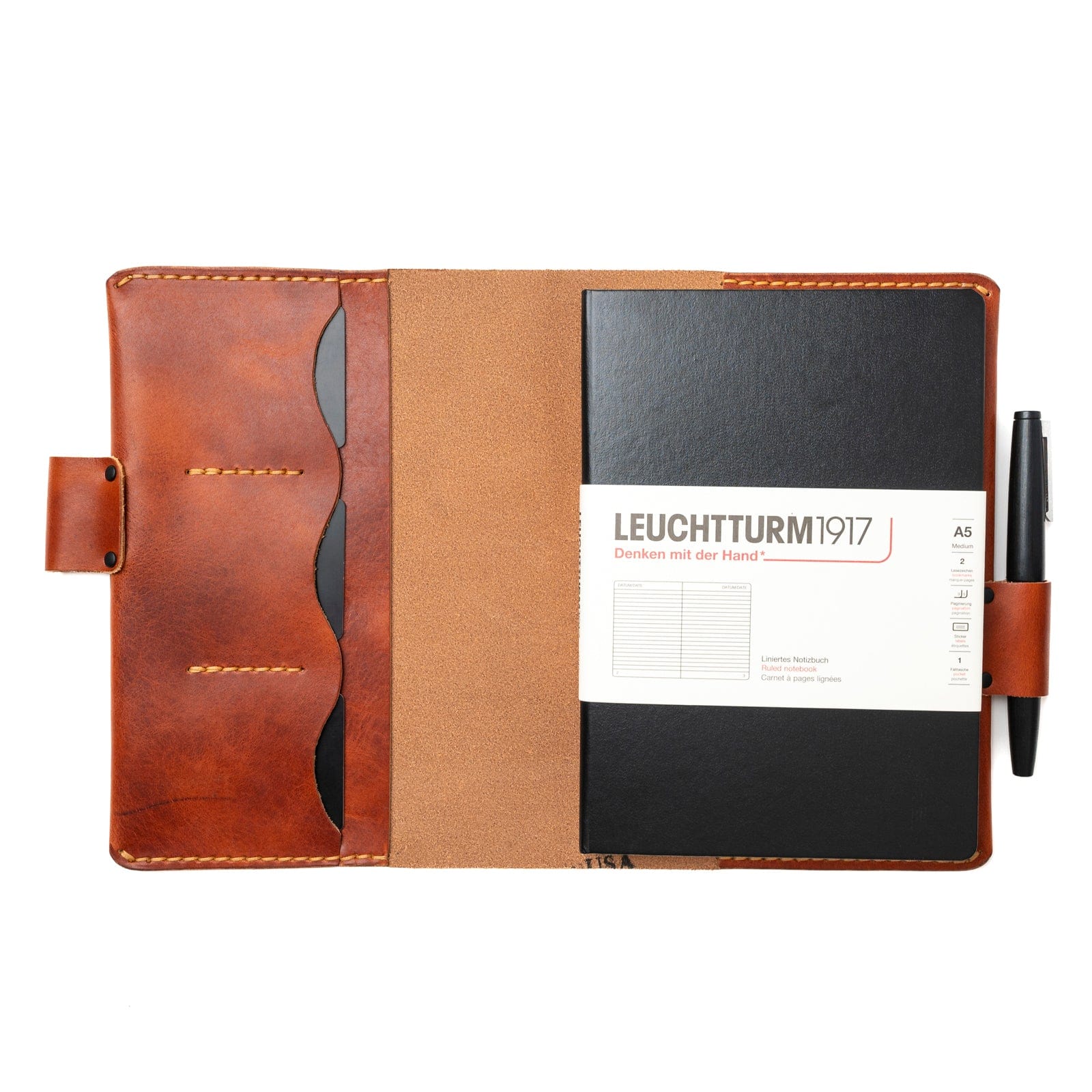 Leather Leuchtturm1917 A5 Notebook Cover - English Tan Popov Leather