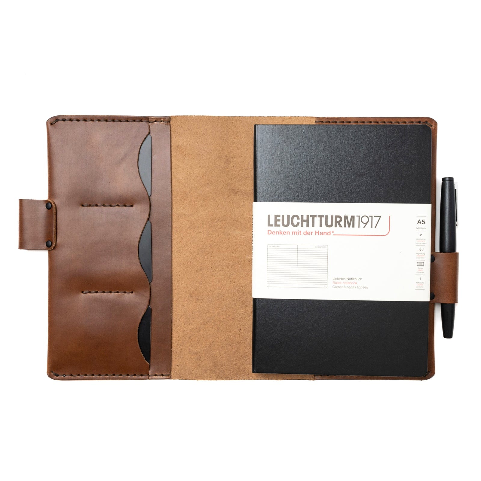 Leather Leuchtturm1917 A5 Notebook Cover - Natural Popov Leather