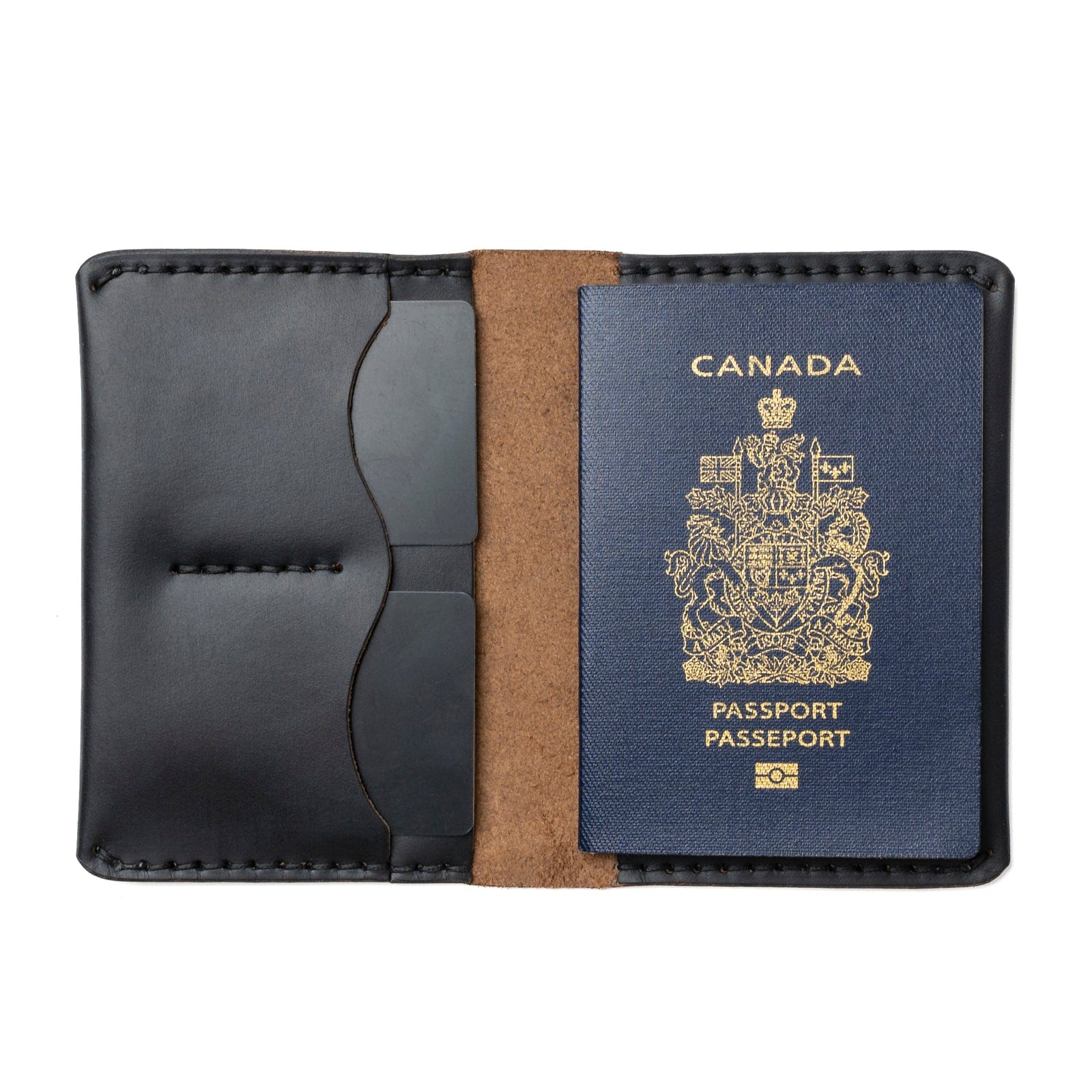 Leather Passport Cover - Black Popov Leather