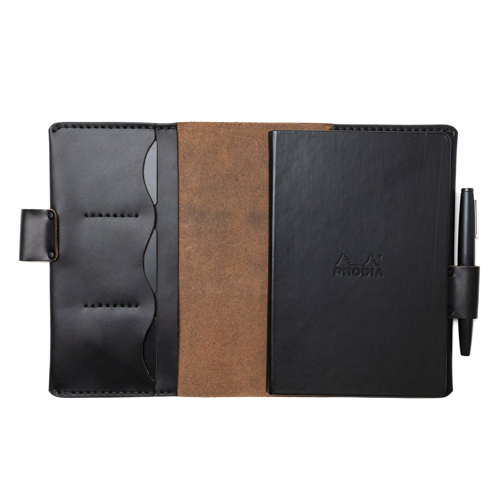 Leather Rhodia A5 Notebook Cover - Black Popov Leather