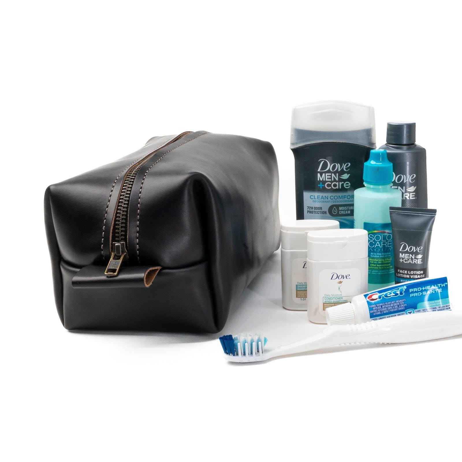 Leather Toiletry Bag - Black Popov Leather