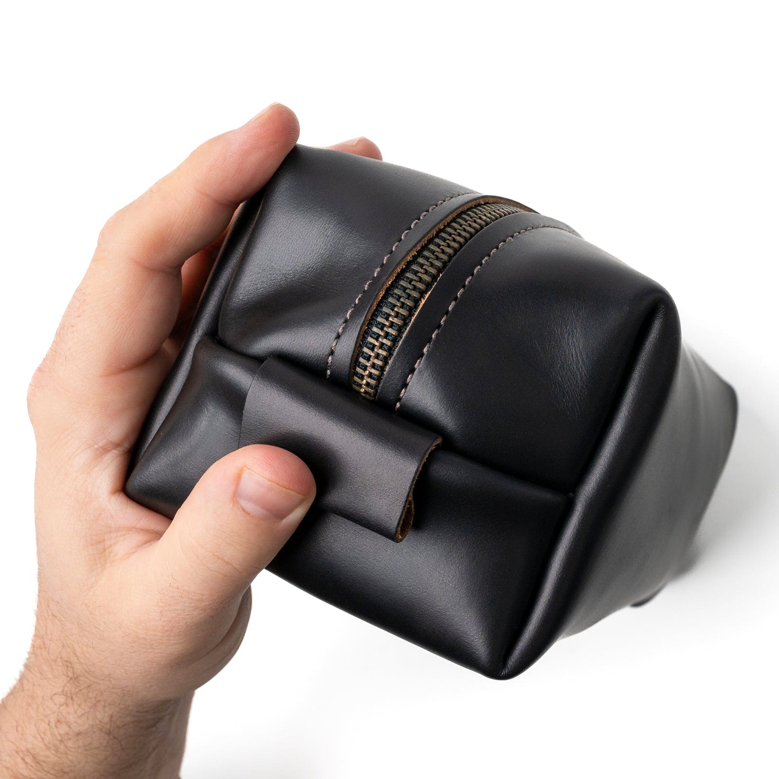 Leather Toiletry Bag - Black Popov Leather