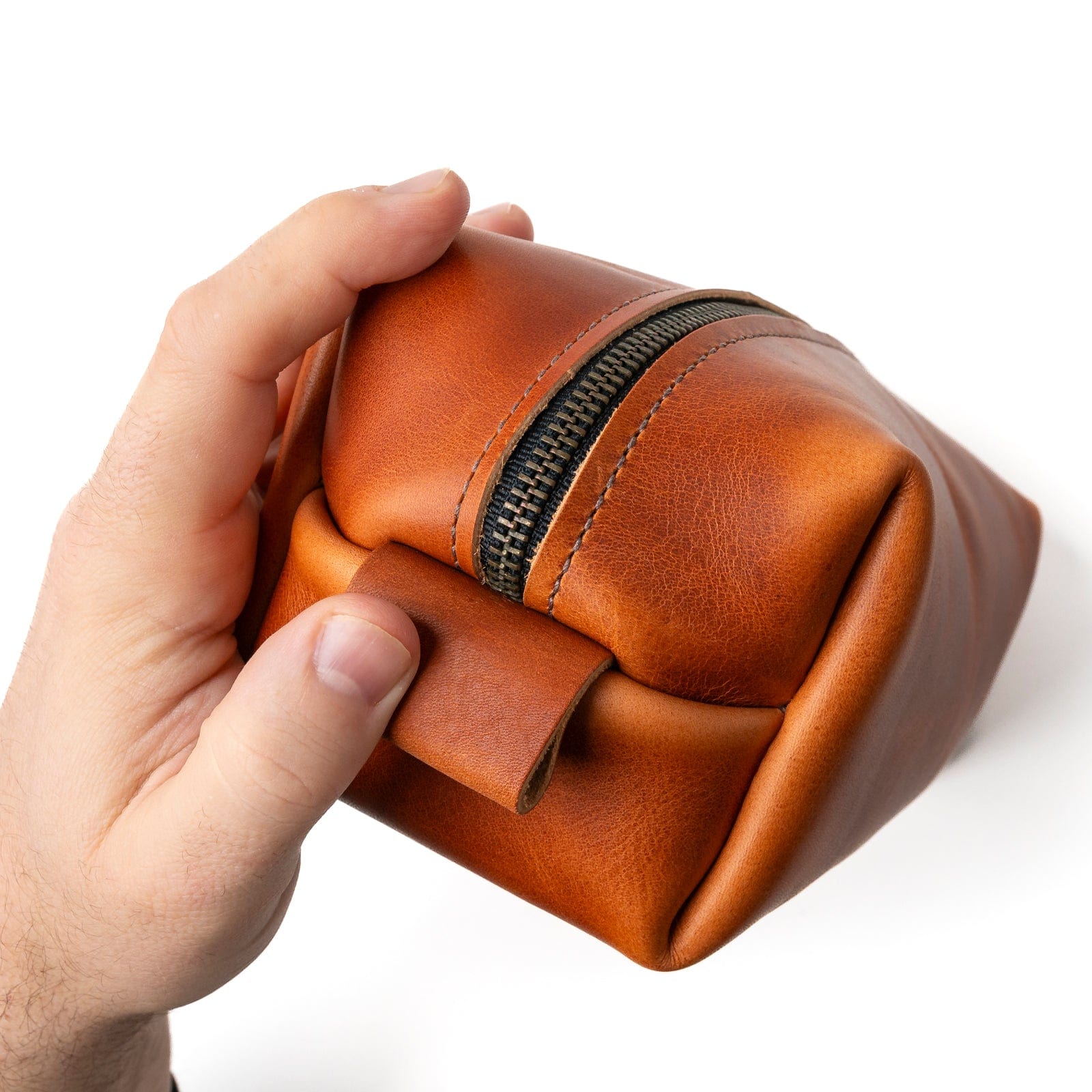 Leather Toiletry Bag - English Tan Popov Leather