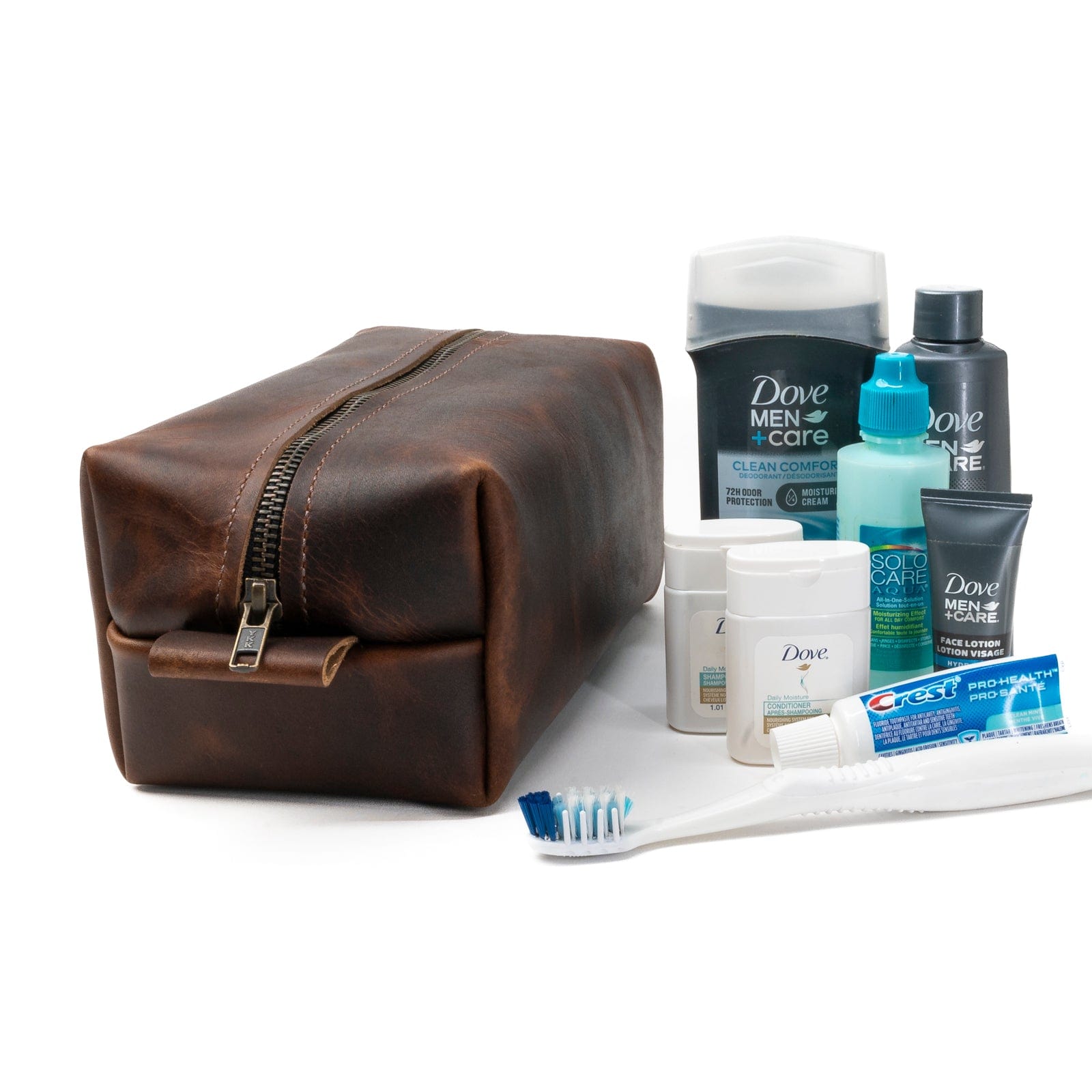 Leather Toiletry Bag - Heritage Brown Popov Leather