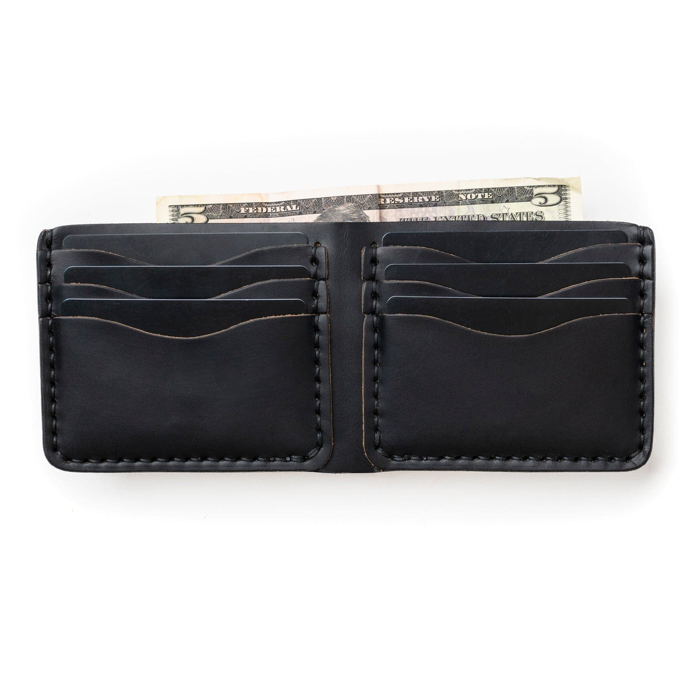 Leather Traditional Wallet - Black Popov Leather