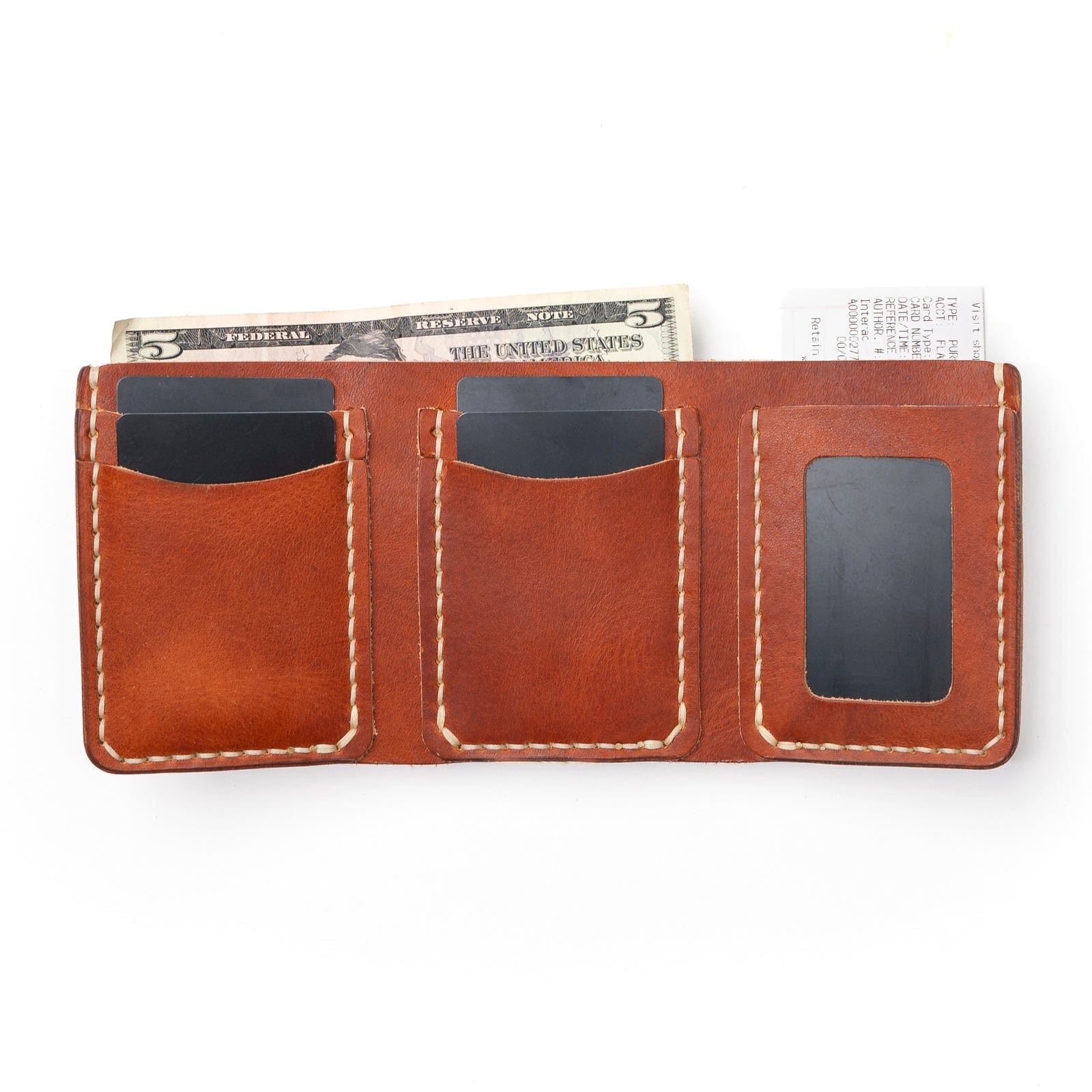 Leather Trifold Wallet - English Tan Popov Leather