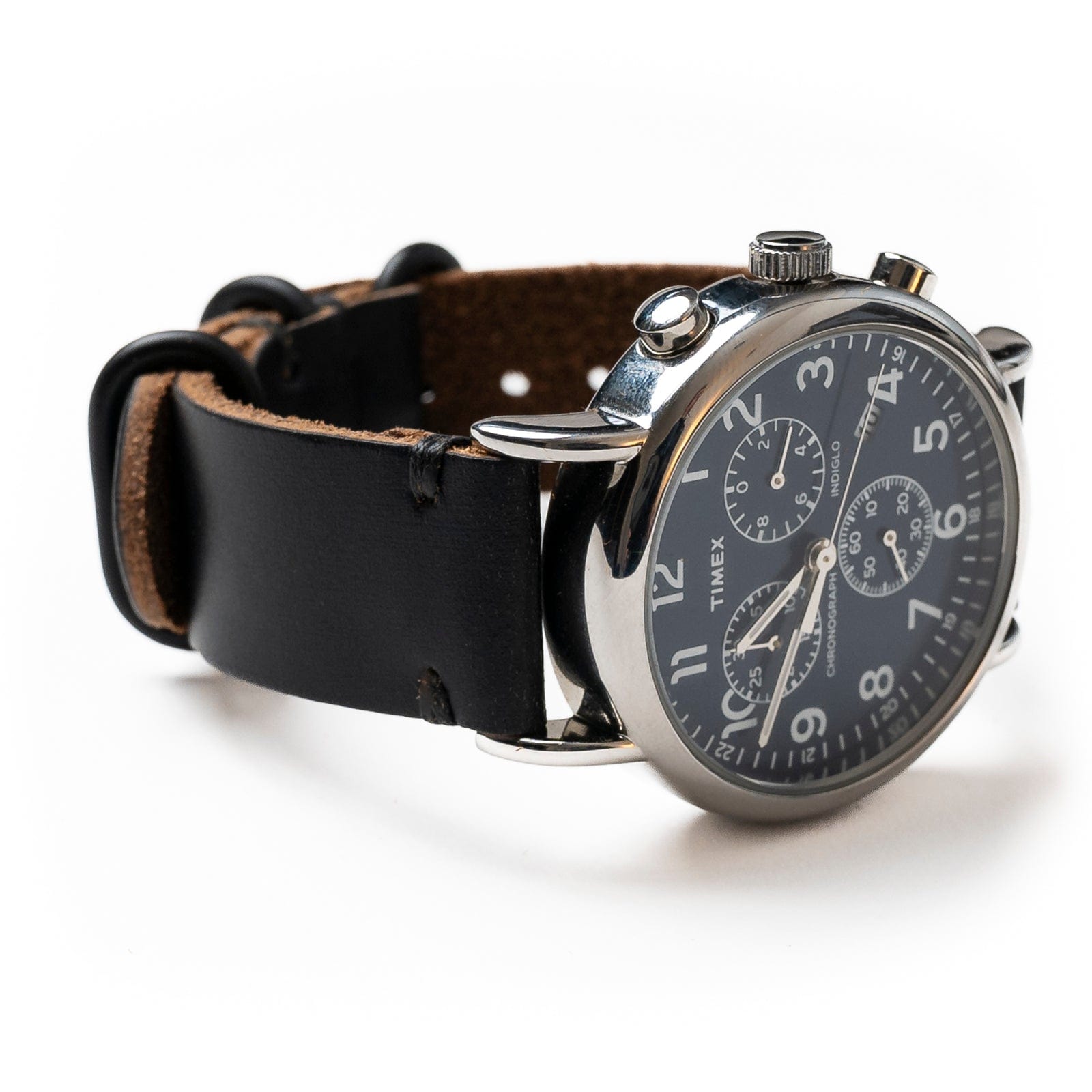Leather Watch Band - Black Popov Leather