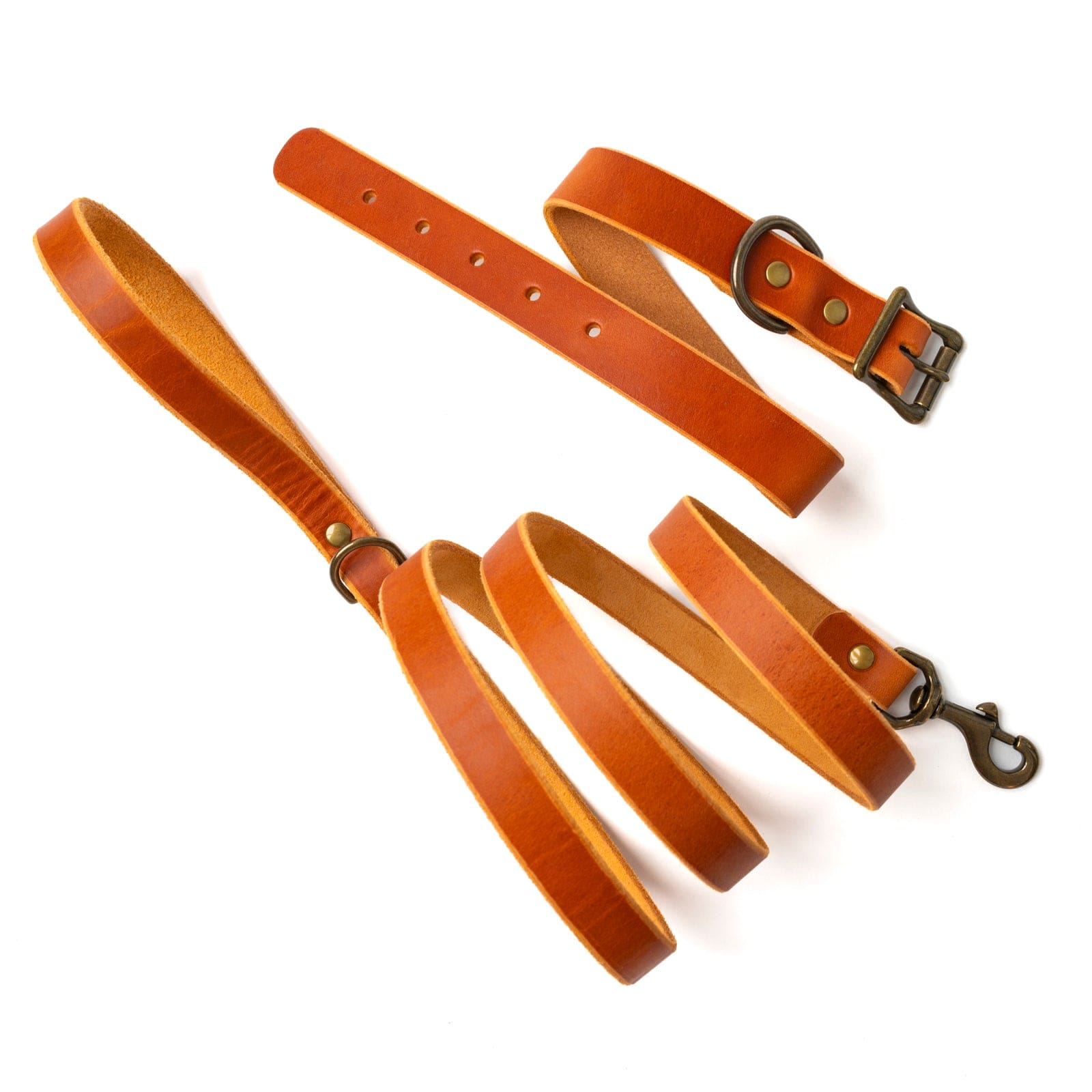 Matching Dog Collar & Leash Bundle - English Tan Popov Leather®