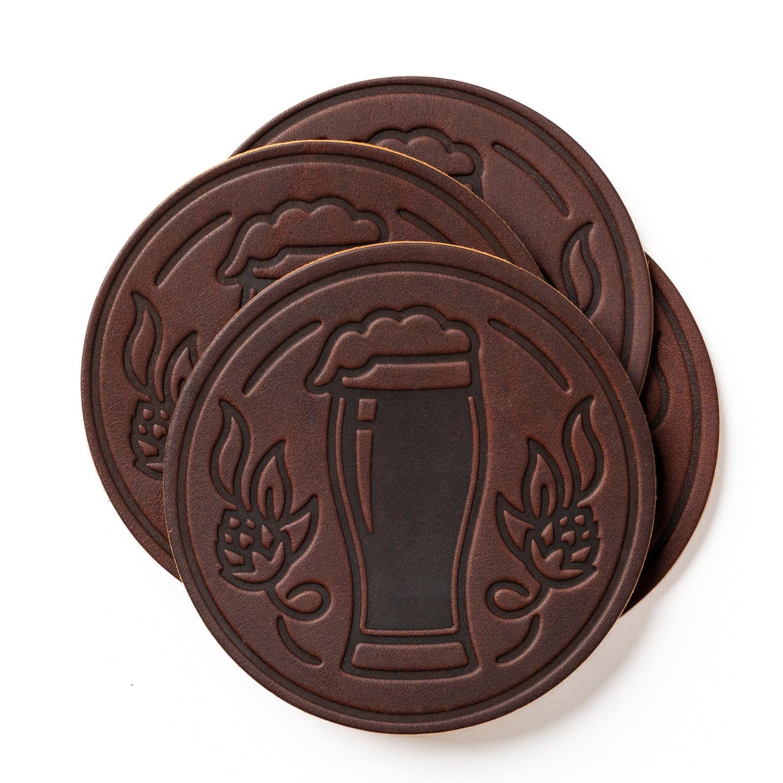 Stout Coasters - Heritage Brown - 4 Pack Popov Leather