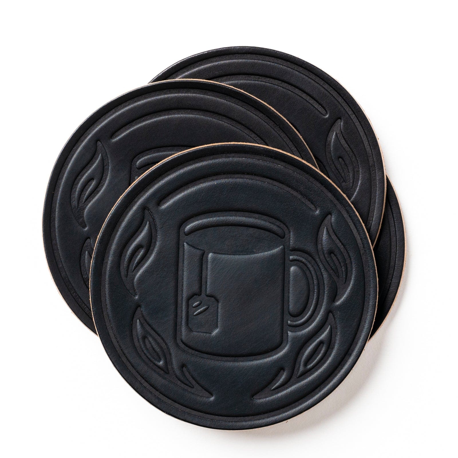 Tea Coasters - Black - 4 Pack Popov Leather
