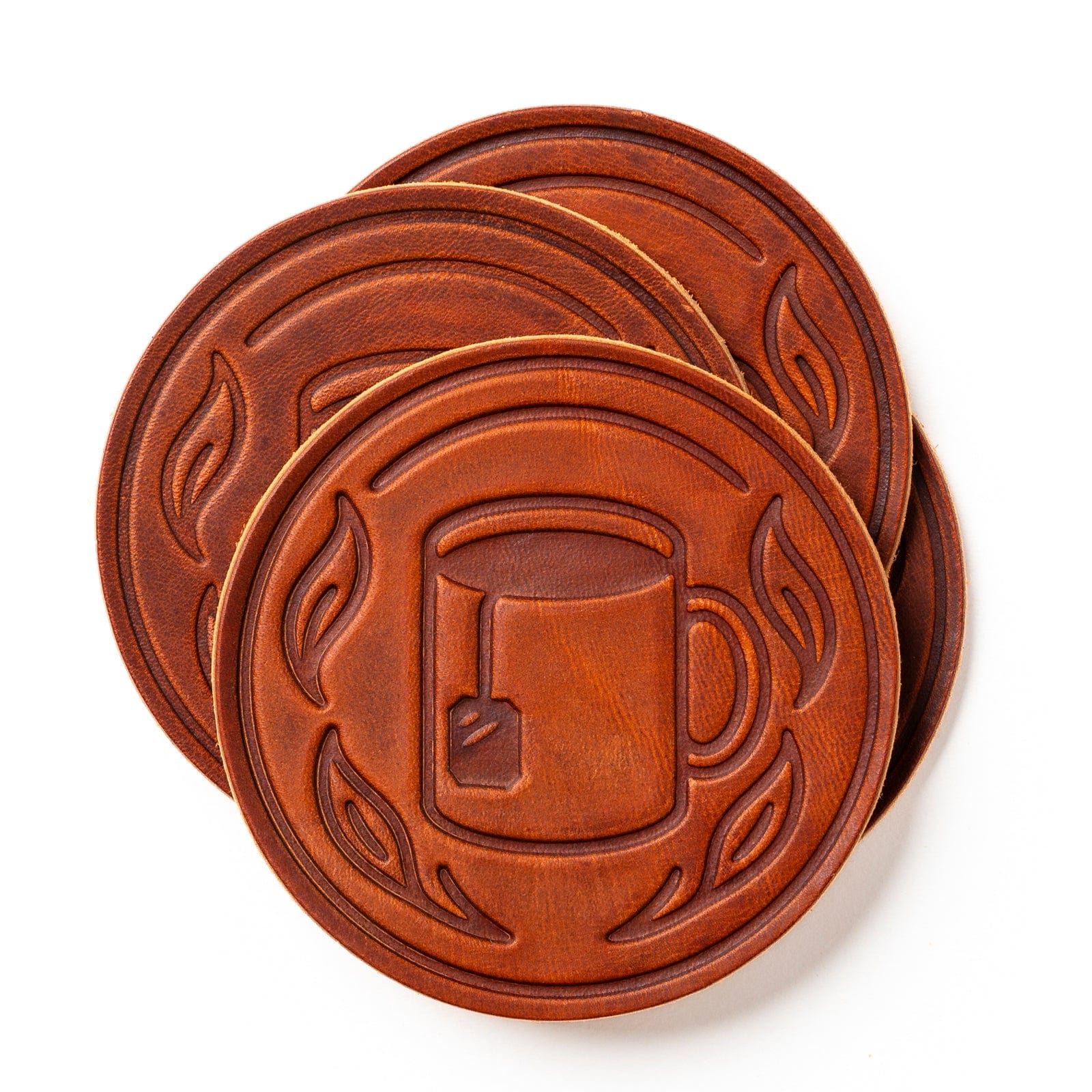 Tea Coasters - English Tan - 4 Pack Popov Leather