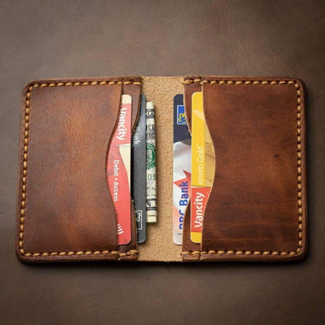 5 card wallet - English tan