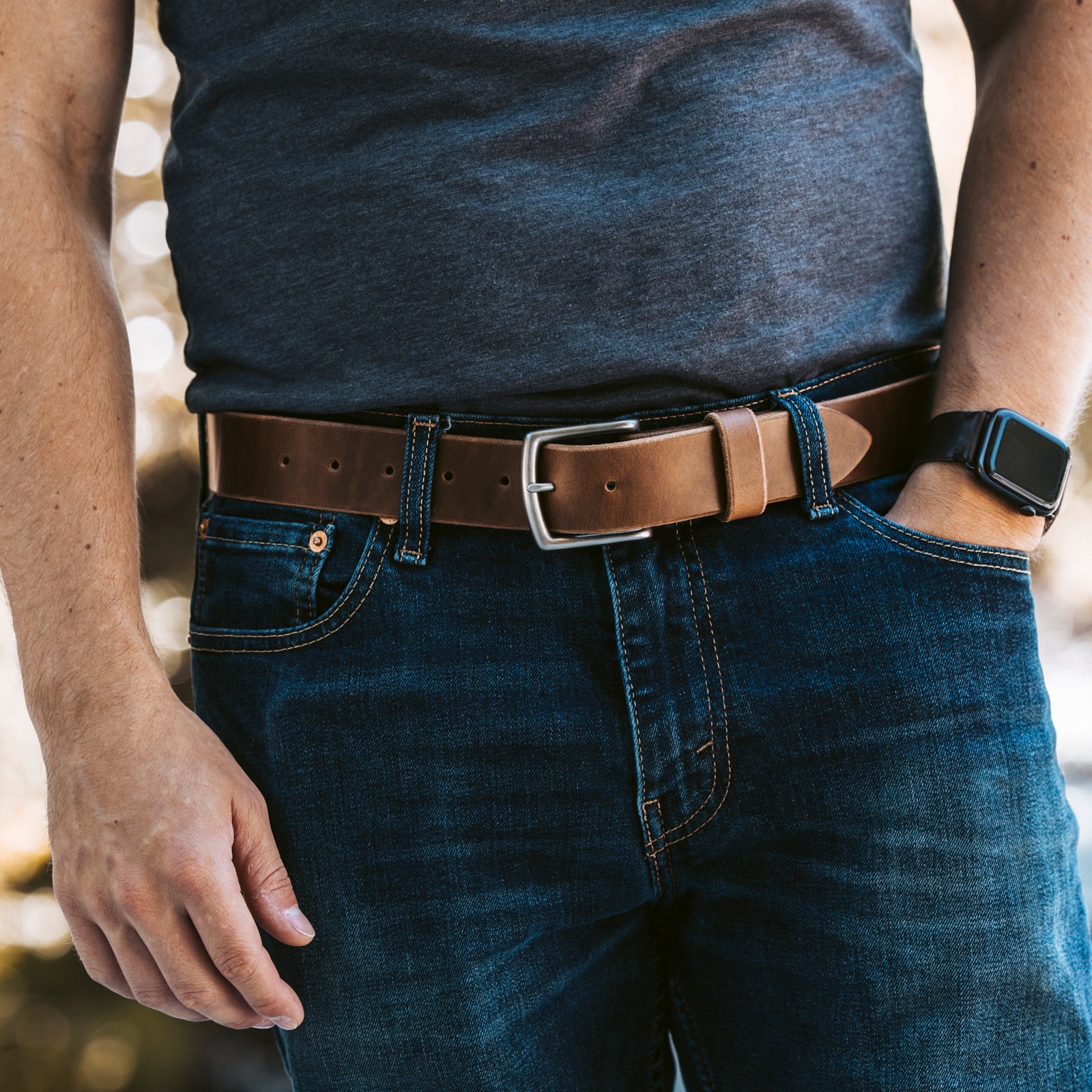 Adjustable Leather Belt, No. 1 - One Size Fits Most, USA Made