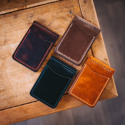 English Tan Leather Money Clip Wallet