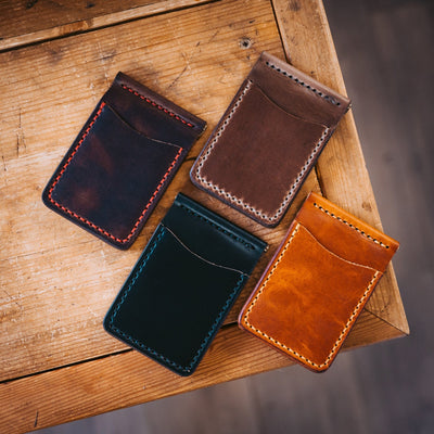 English Tan Leather Money Clip Wallet