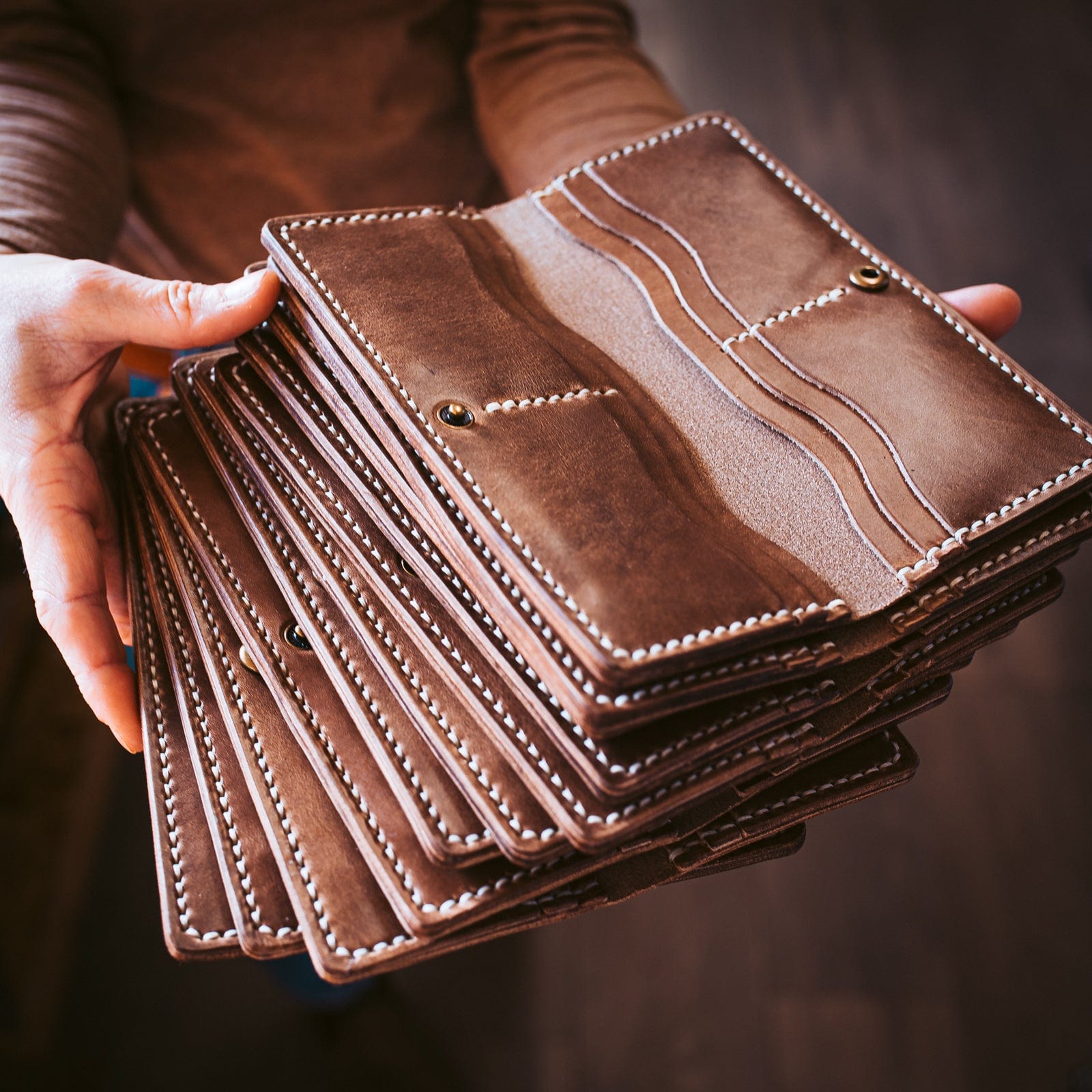 Leather Long Trucker Wallet