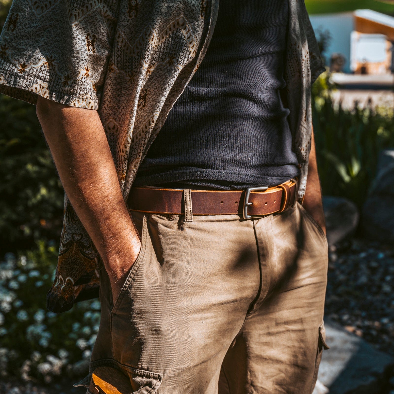 Full-grain leather belt, heritage brown