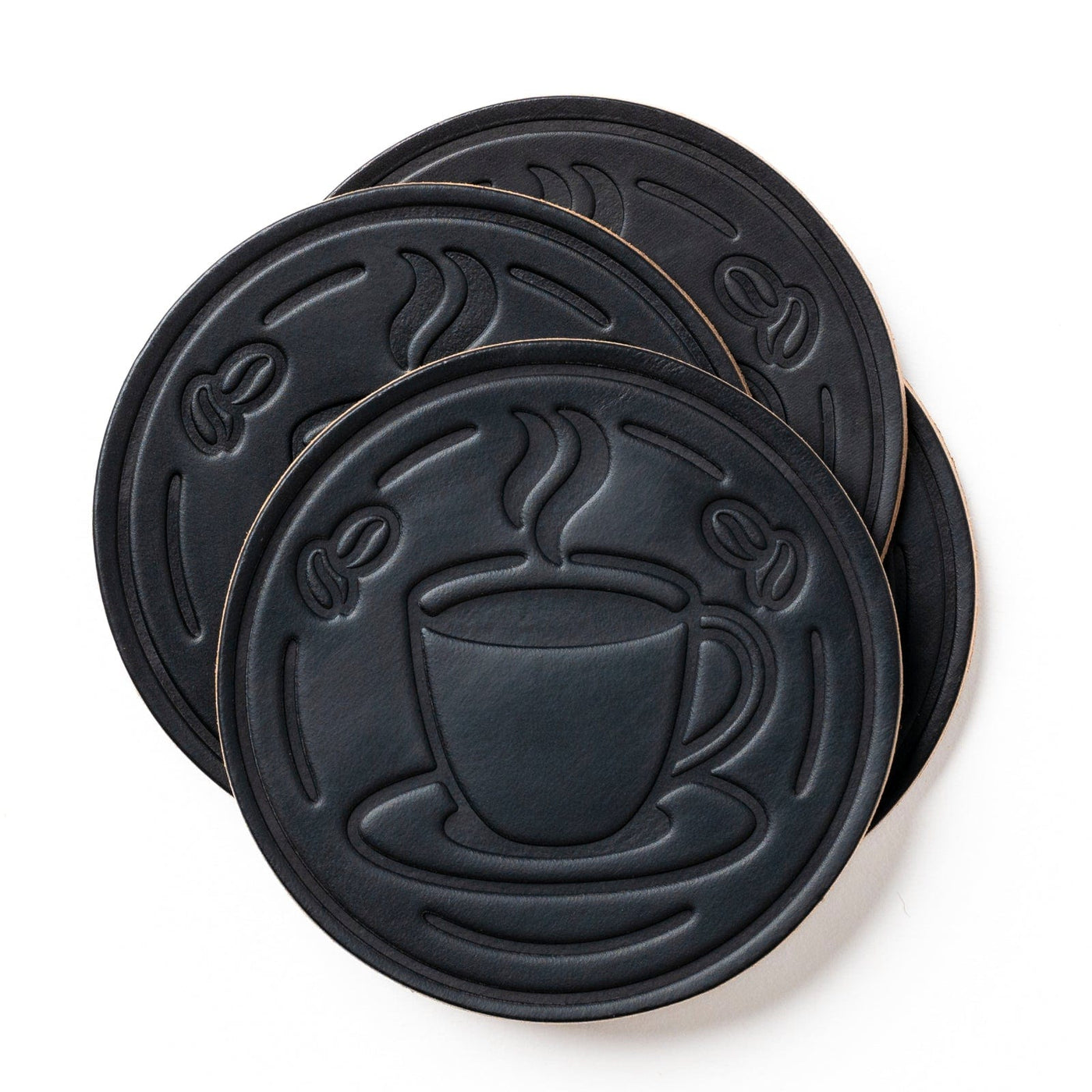 Coffee Coasters - Black - 4 Pack Popov Leather