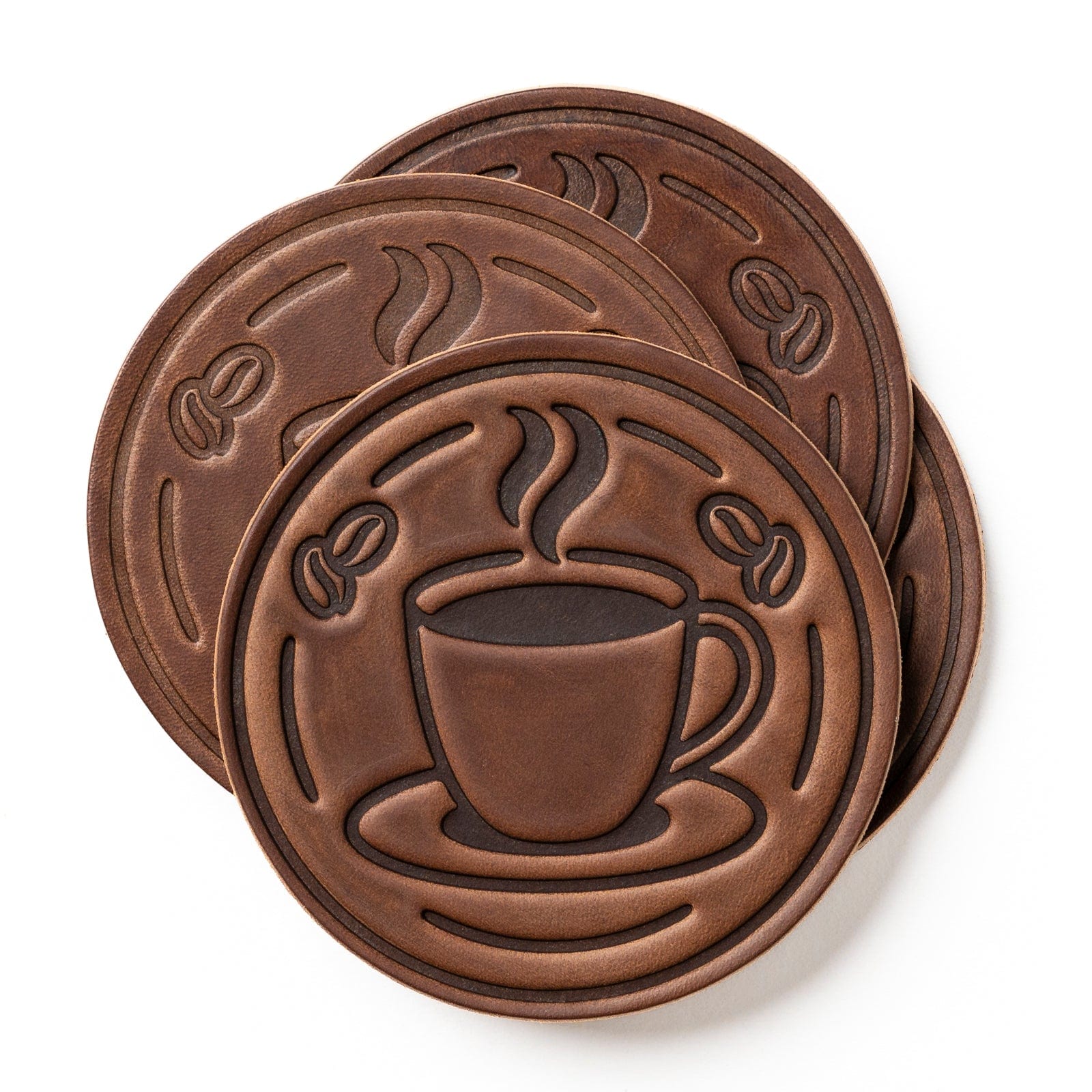 Coffee Coasters - Natural - 4 Pack Popov Leather