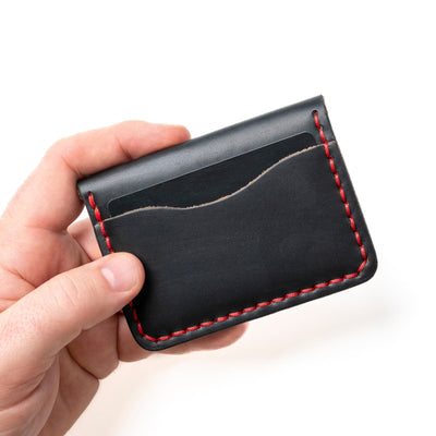 Leather 5 Card Wallet - Black Popov Leather