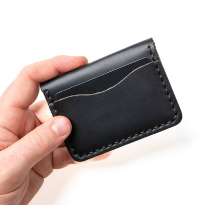 Leather 5 Card Wallet - Black Popov Leather