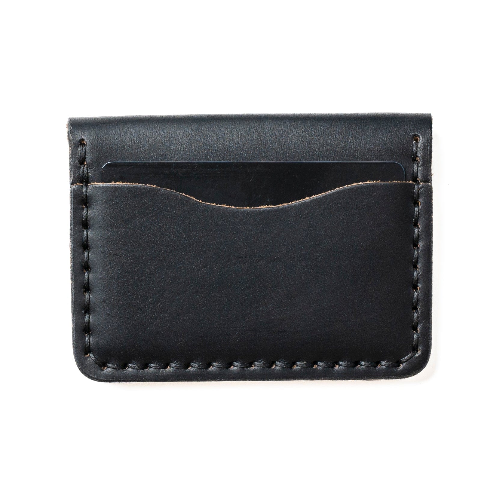 Leather 5 Card Wallet - Black Popov Leather