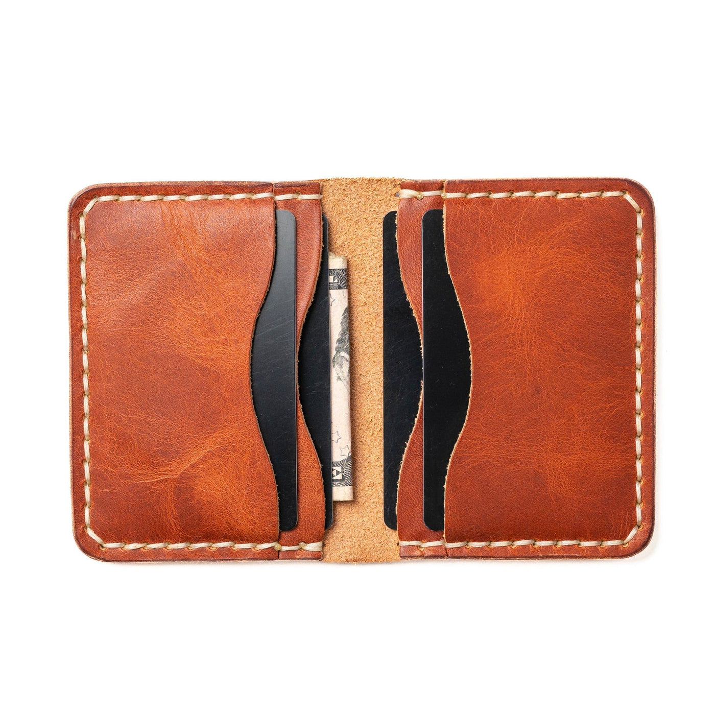 Leather 5 Card Wallet - English Tan Popov Leather