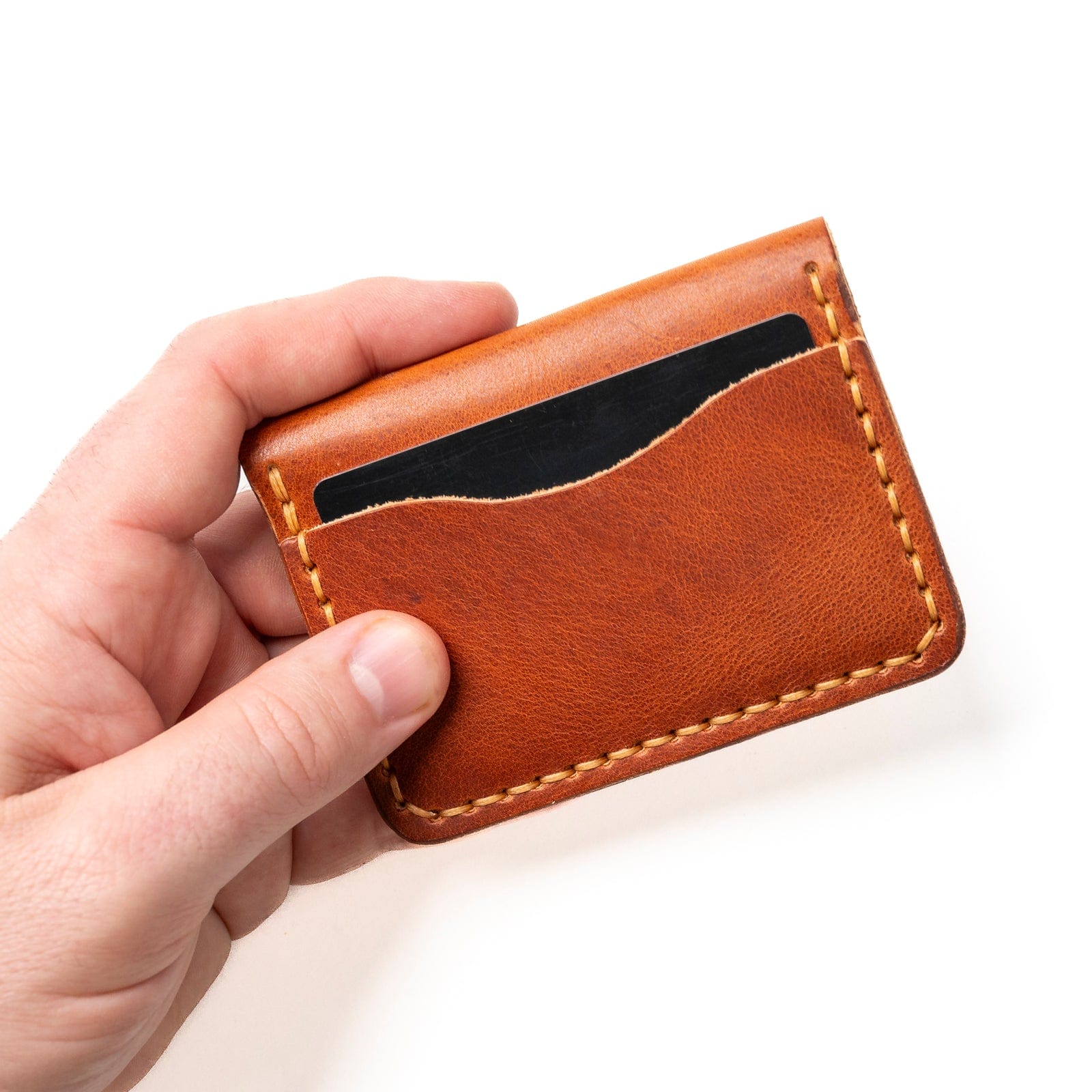 Leather 5 Card Wallet - English Tan Popov Leather