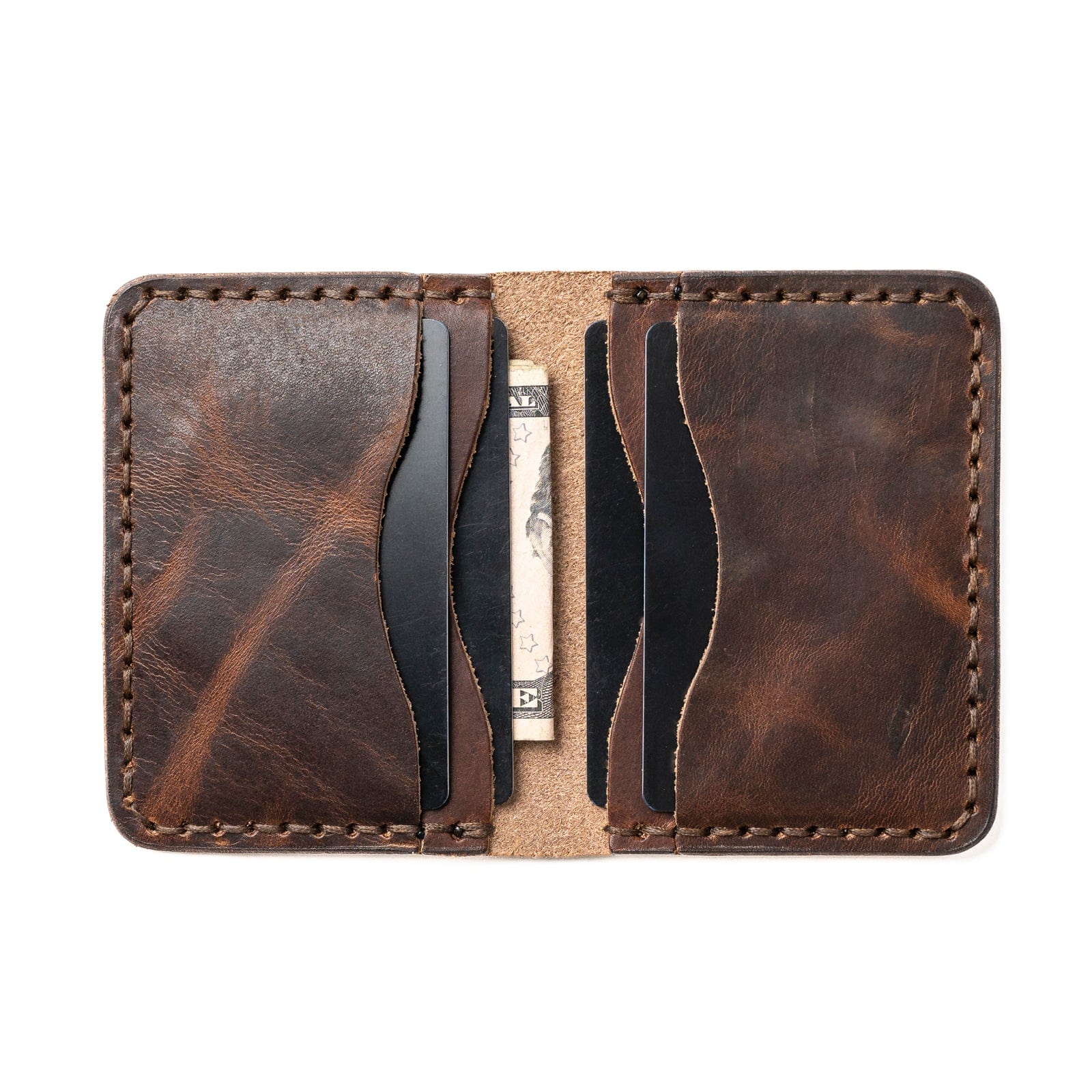 Leather 5 Card Wallet - Heritage Brown Popov Leather