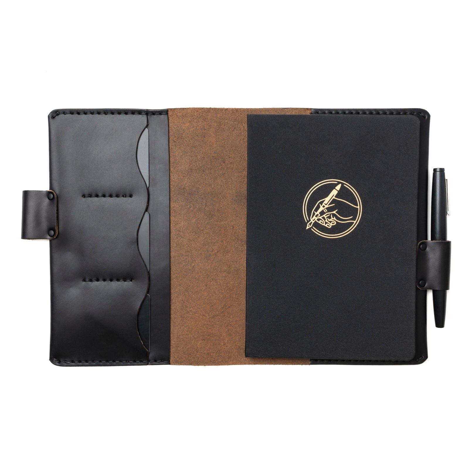 Leather A5 Notebook Cover - Black Popov Leather