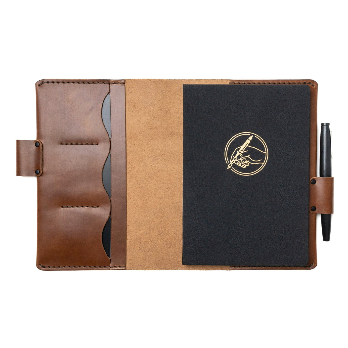BRAND LEATHER Genuine Leather Premium File Folder with Binder Clip
