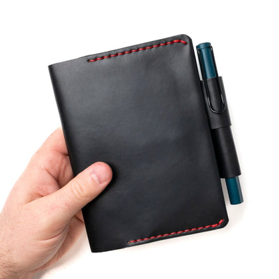 Leather A6 Notebook Cover - Black Popov Leather