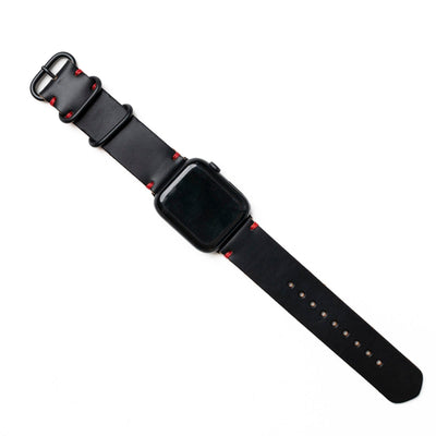 Leather Apple Watch Band - Black Popov Leather