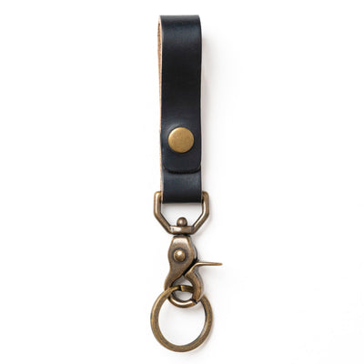 Leather Belt Loop Keychain - Black Popov Leather