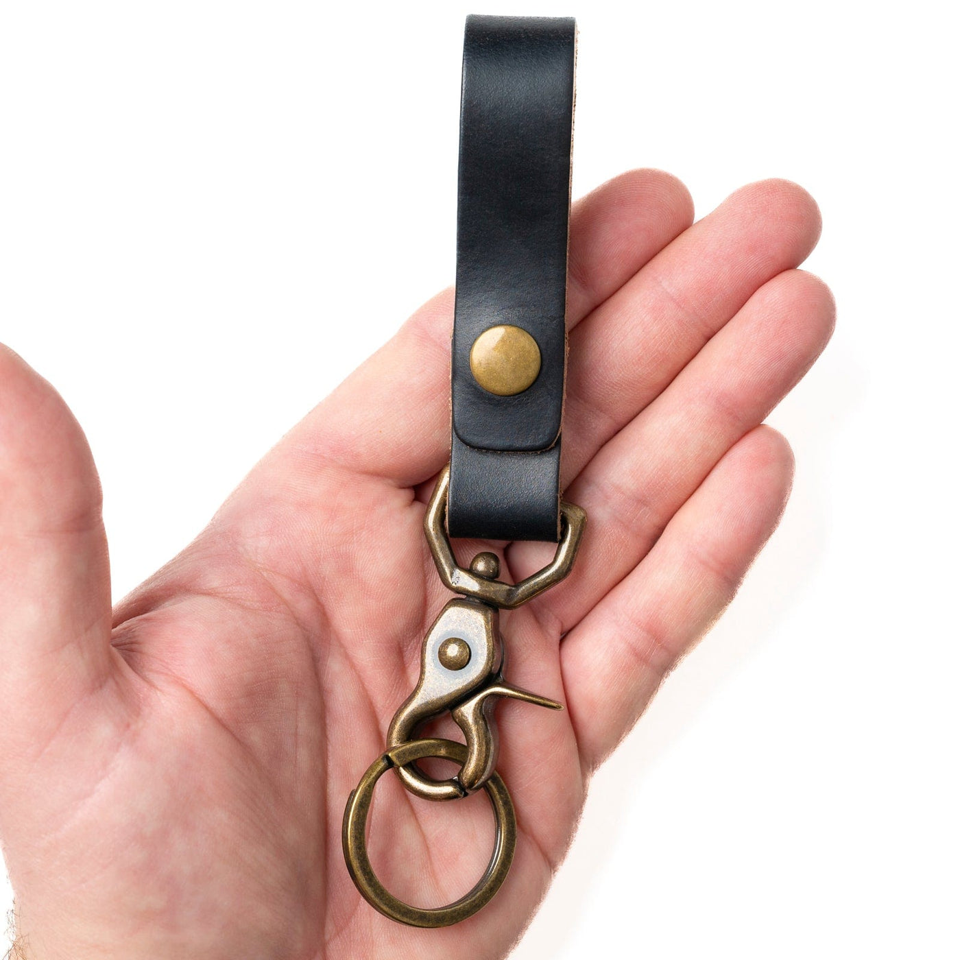 Leather Belt Loop Keychain - Black Popov Leather