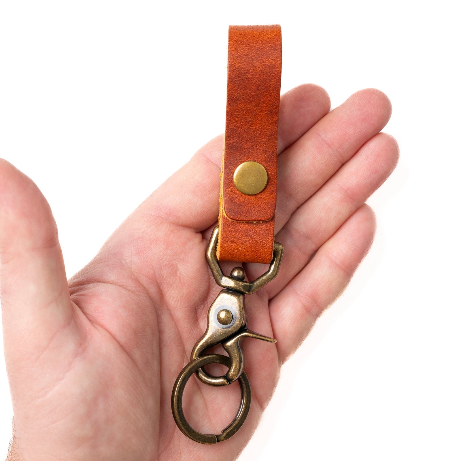 Leather Belt Loop Keychain - English Tan Popov Leather