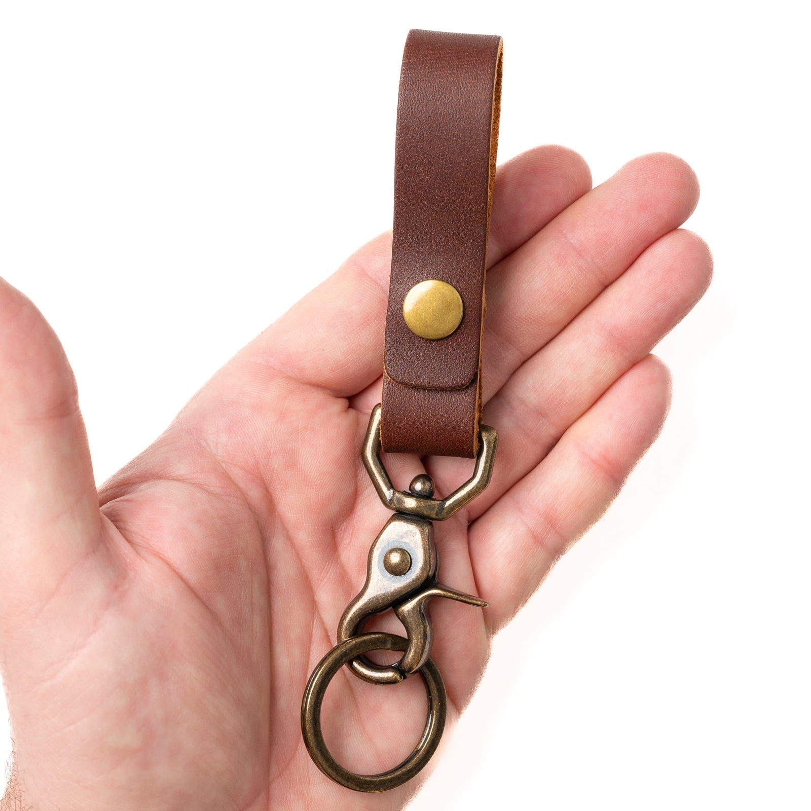 Leather Keychain Kit - Brown - Brass Hardware - Flat Key Ring