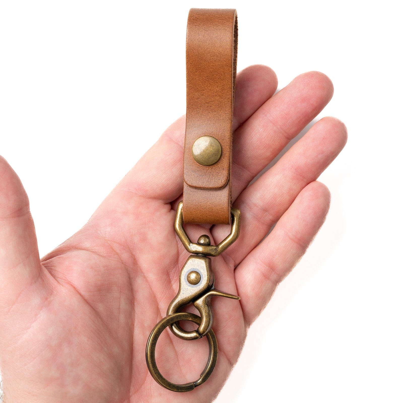 Leather Belt Loop Keychain - Natural Popov Leather