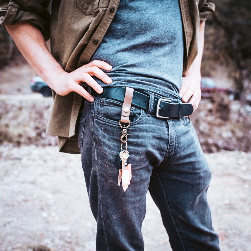 Leather Belt Loop Keychain - Natural Popov Leather