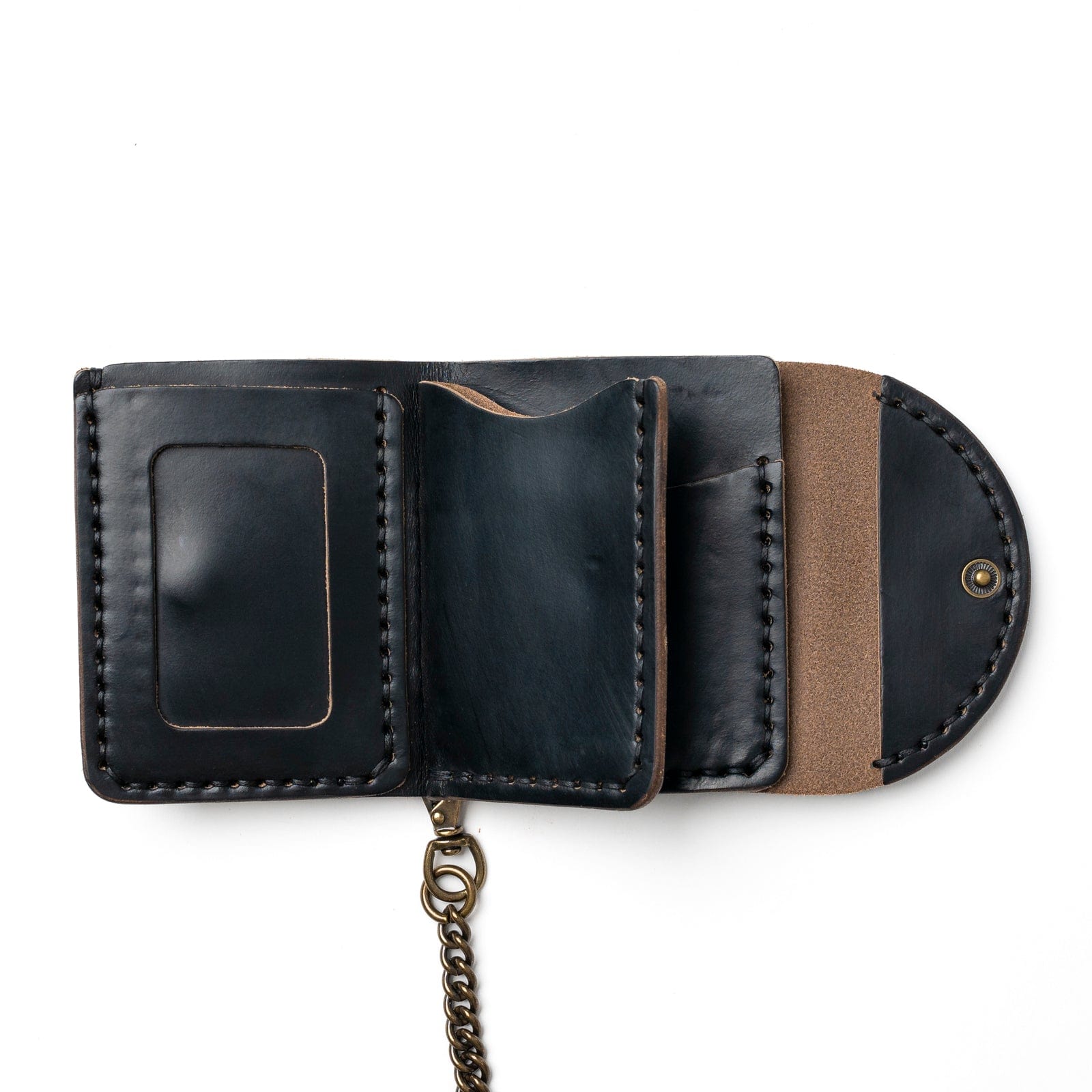 Leather Biker Wallet - Black Popov Leather